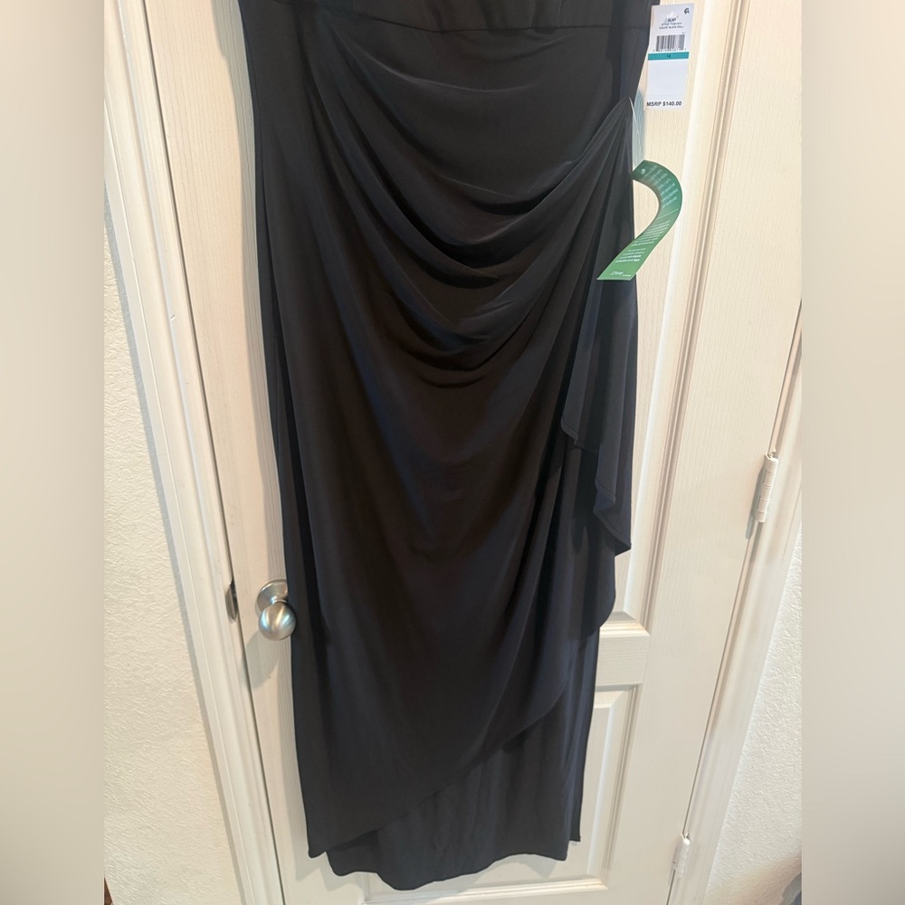 SLNY Black Maxi Dress with Gold Embroidered Yoke - Picture 3 of 3